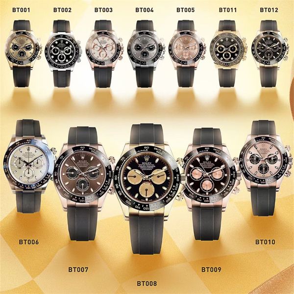 BT Montre de luxo relógio masculino relógios de luxo 40mm 4130 movimento cronógrafo moldura cerâmica caixa de aço 904L relógios de pulso à prova d'água