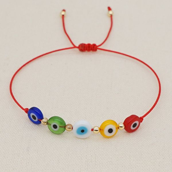 Buntes Armband mit bösen Augen, Acryl-Goldperlenarmband, Designer-Schmuck, Damenparty, roter Seilknoten, südamerikanische Armbänder mit blauen Augen für Teenager-Mädchen, größenverstellbar