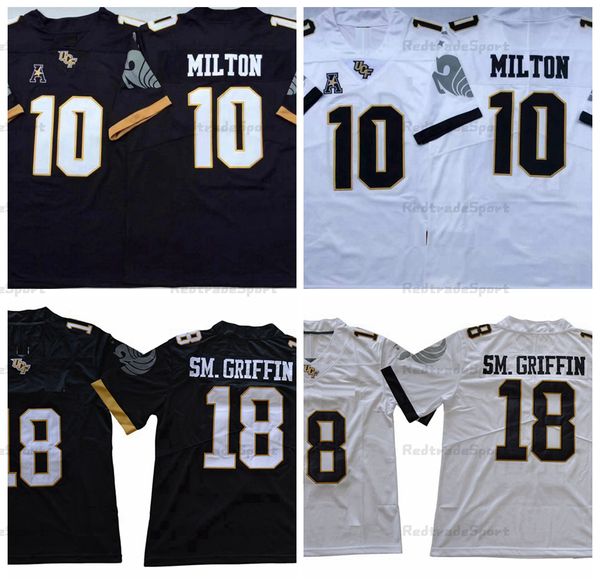 NCAA UCF Knights College Football Jerseys # 10 McKenzie Milton Jersey # 18 Shaquem Griffin University Shirts Black White S-XXXL