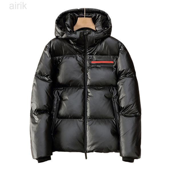 

italy famous luxury men goose down jackets north winter coat recycled nylon red label limited series comfortable and warm jacket man us size, Black