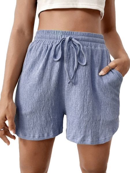 

drawstring waist slant pockets shorts q8xo#, White;black