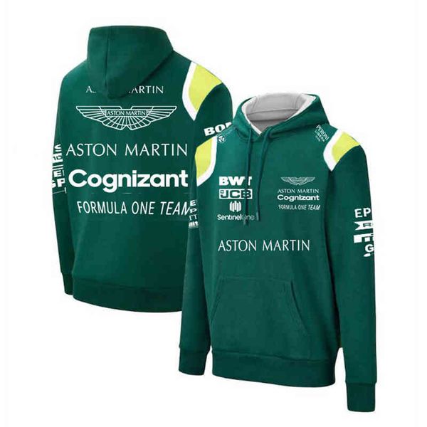 

selling aston martin racing hoodie classic formula one men's jersey extreme sports lovers casual fashion t-shirt gre, Black