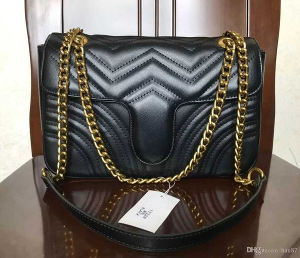 

fashion marmont bag love heart v wave pattern satchel shoulder bag chain handbags crossbody purse lady leather classic style tote bags