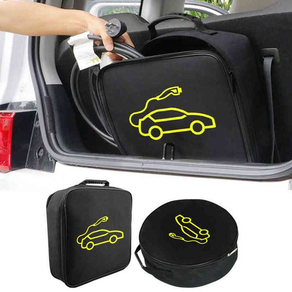 

2pc car charging cable storage bag jumper carry bag for electric vehicle charger plugs sockets charging equipment container storage y220414