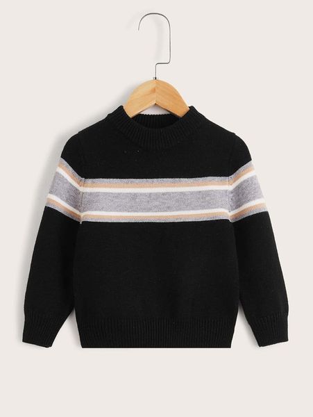 

toddler boys block striped pattern sweater she01, Blue