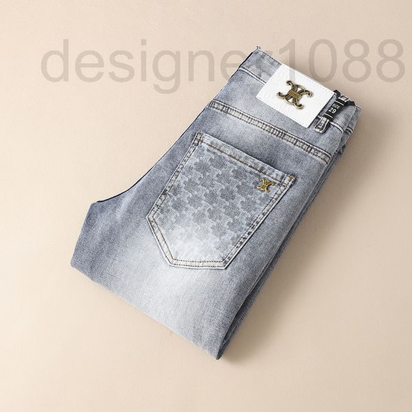 

men's jeans designer light colored jeans men's 2022 spring and summer new slim fit leggings fashion brand versatile elastic straig, Blue