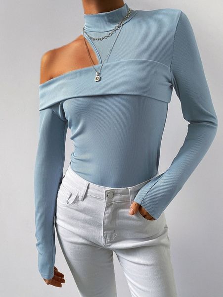 

sollinarry stand neck cut out tee d4zp#, White
