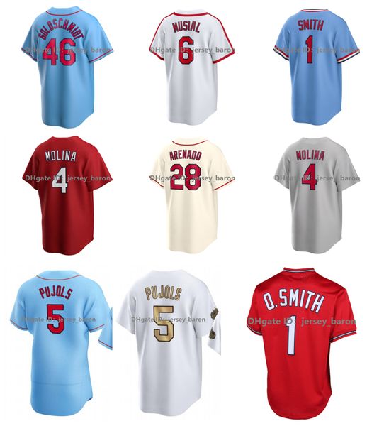 Nolan Arenado Albert Pujols Maglia da baseball St. Yadier Molina Ryan Helsley Cardinale Ozzie Smith Harrison Bader Stan Musial Fowler Paul