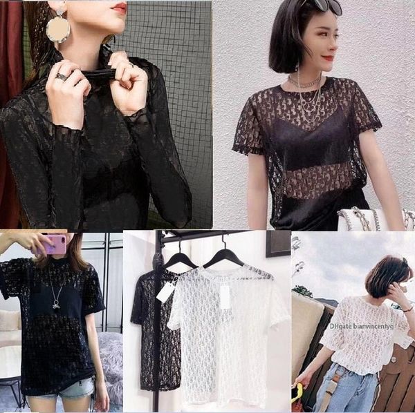 

womens blouses t shirts designer letter printed evening clothing summer luxury t-shirt short sleeve women party wear mens t shirt hollow out, White