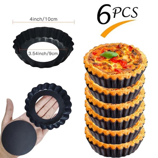 10 cm Mini Pie Muffin Cupcake Pfannen Antihaft Tarte Quiche Flan Pan Formen Pizza Kuchen Form Abnehmbare Lose Boden Runde Backformen W220425