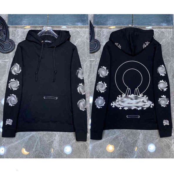 

fashion mens loose sweatshirts classic brand ch designer hoodie horseshoe sanskrit print luxury zipper jacket pullover hooded coat women sw, Black