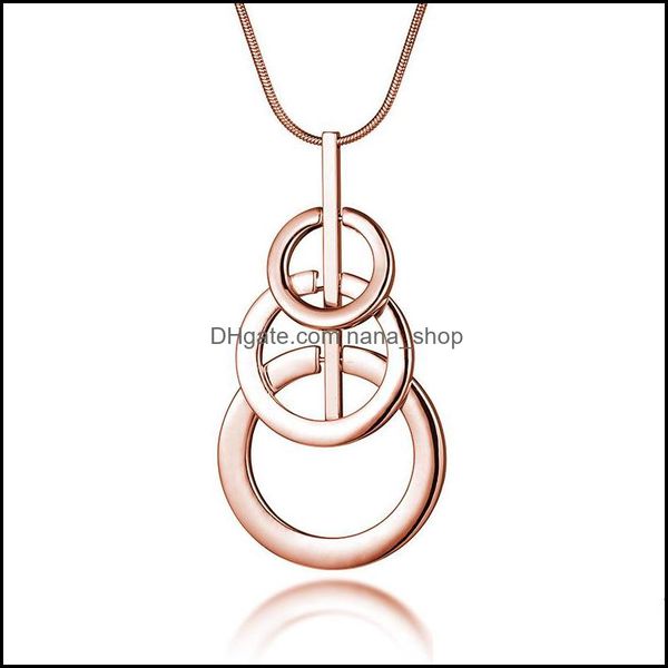 

pendant necklaces three circles round necklace snake bone chain three-hoop interlocking sweater accessories nanashop drop de nanashop dhhwb, Silver
