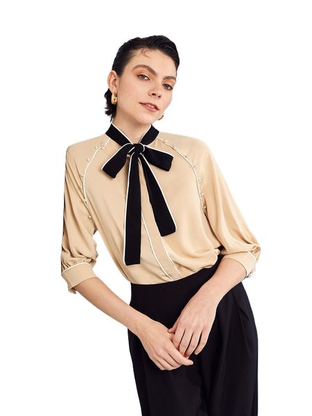 

x carina c tie neck button detail blouse x82c#, White