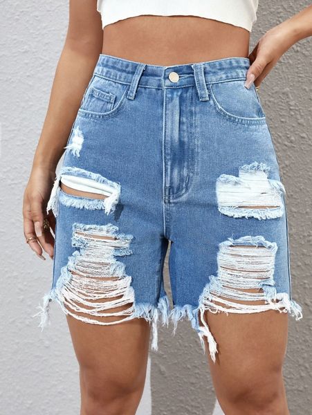 

raw hem high waist denim shorts x604#, White;black