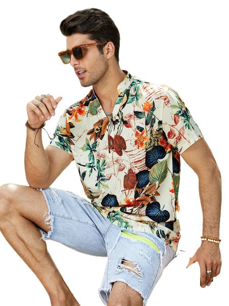 

men random floral print shirt d4ey#, White;black