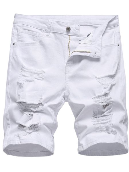 

romwe guys solid ripped denim shorts h7iy#, White;black