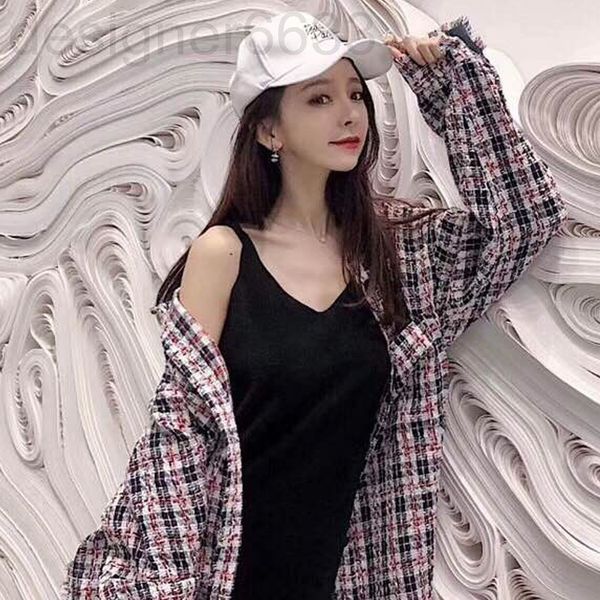 

women's wool & blends designer coat women's fashion ins autumn winter korean tweed lattice casual couple coat men, Black