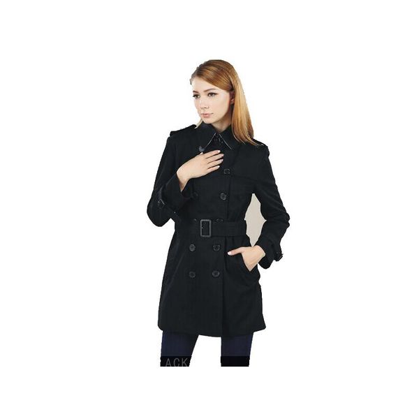 SS Donna Moda Inghilterra Trench medio lungo Cintura nera doppio petto Giacca slim di marca di alta qualità Vestibilità Plus Size Trench da donna Elegante S-XXL