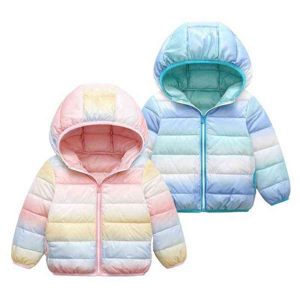 2-6yrs gökkuşağı sıcak bebek kızlar beyaz ördek aşağı ceketler sonbahar çocuklar ceket çocuklar kış kıyafetleri palto daha kalın dış giyim j220718