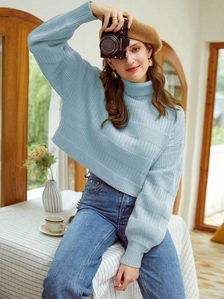

simplee turtle neck drop shoulder sweater t8hk#, White;black