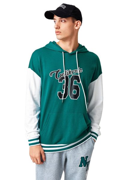 

men letter graphic colorblock hoodie w7ty#, Black