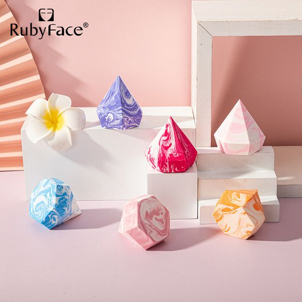 Rubyface spugna per polvere per trucco a forma di diamante bicolore asciutto e bagnato strumenti per il trucco non in lattice a duplice uso uovo di bellezza nave libera 12 pezzi