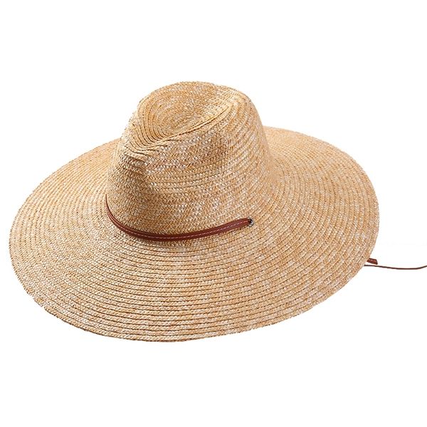 

rh big brim panama jazz straw hat ladies summer leather strap windproof wide fields natural wheat fedora beach straw hats 220513, Blue;gray