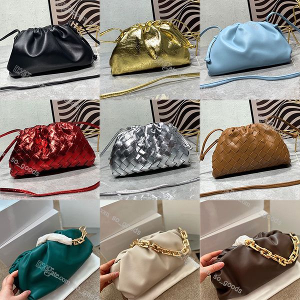 

designer teen pouch soft leather bag woven famous ladies chain clutch evening handbag women cloud bags luxury fashion weave purse handbags b