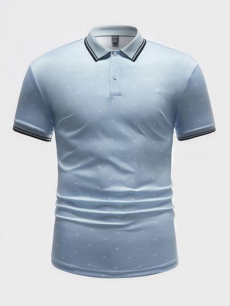 

men bird print striped trim polo shirt f0ua#, White;black