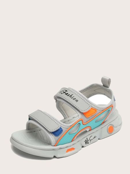 

boys letter graphic hook-and-loop fastener sport sandals she, Black;red