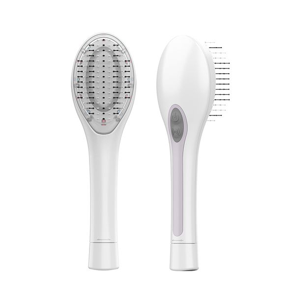 

vibration massage hair comb blue red lights therpay hair-brush for scalp and hair-healthy care, Silver