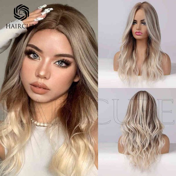 

style white gold medium length curly wigs women's wig headgear 220527, Black