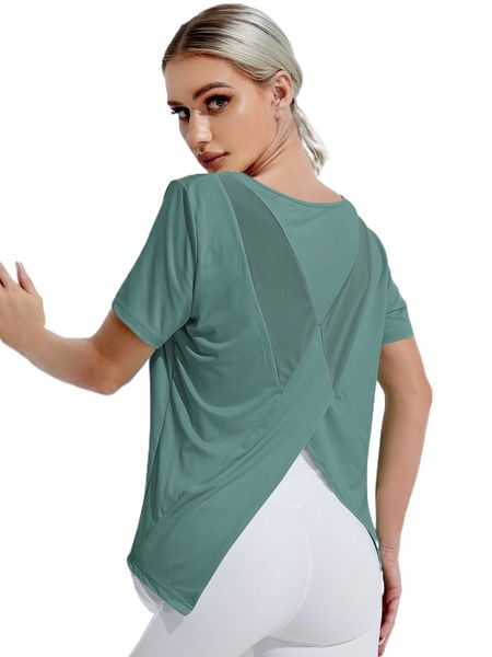 

breathable contrast mesh sports tee r9jb#, Gray