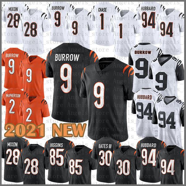 

85 tee higgins 9 joe burrow football jerseys 2 evan mcpherson 1 ja'marr chase joe mixon logan wilson sam hubbard tyler, Black;red