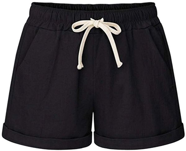 

women's casual plus size elastic waist drawstring wide leg loose fit comfy summer shorts with pocket y9sq#, White;black