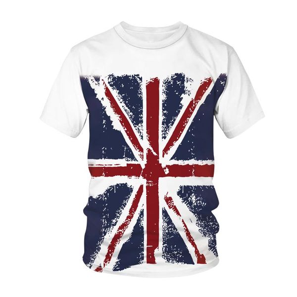 Camisetas masculinas a bandeira da união Jack 3d Print UK Camiseta Tops Homens mulheres moda Hip Hop Tees Camisa menina menina Harajuku Roupas