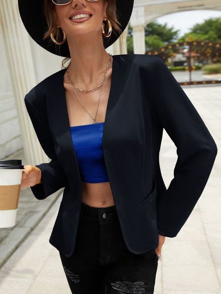 

dual pocket open front blazer m02g#, White