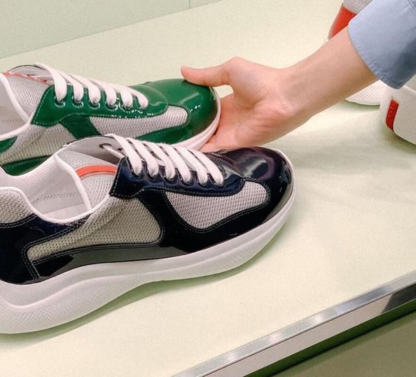 

summer casual shoes mesh and patent sneaker men's america's cup shoe patchwork sneakers low trainers 35-46 box, Black