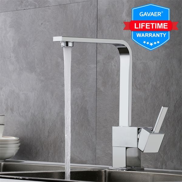 Torneiras de cozinha de filtro Gavaer quente e frio pias de água pura Tap Single oriful Giration Kitchen 360 graus Bend Water Mixer Torneiras T200424