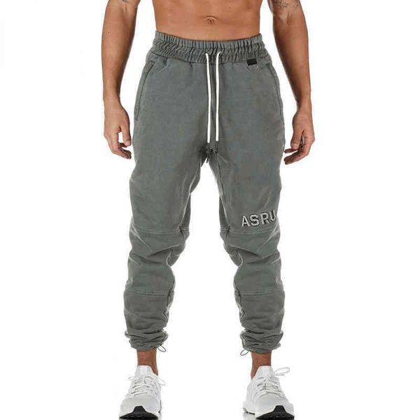 

spring new pants men's versatile loose large size fashion brand multi bag casual washed and used sweatpants asrv letter embroidered tra, Black