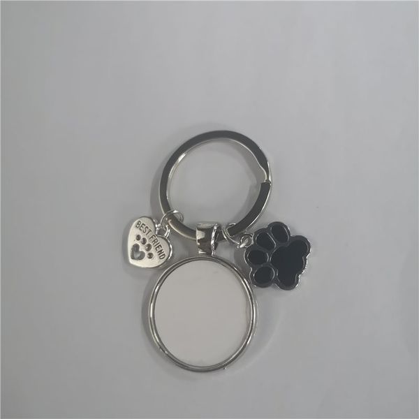 Botão de sublimação Blood Dog Paw Keychains Tecla anel de transferência a quente impressão de jóias DIY personalizadas Material em branco