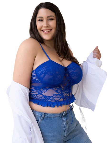 

plus lace longline underwire bra q4t9#, Black;white