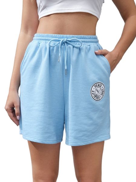 

x popsdsgn dove & letter graphic drawstring waist shorts n8sa#, White;black