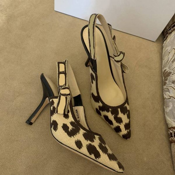 

dress shoes luxury summer pointy designer letter webbing embroidery leopard pattern 1.5 6.5 9.5cm heels pumps for women with box, Black