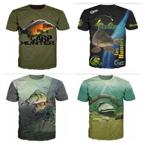 

2021 summer 3d fish print t-shirt men women harajuku fashion casual short sleeve breathable home sports t-shirt xxs-6xl, Black;green