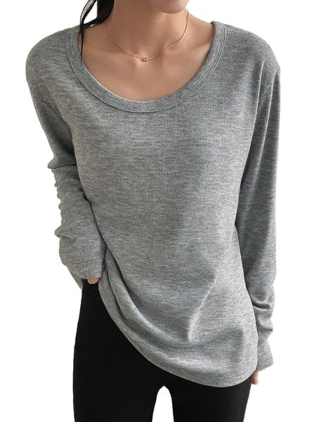 

dazy scoop neck tee 69mn#, White