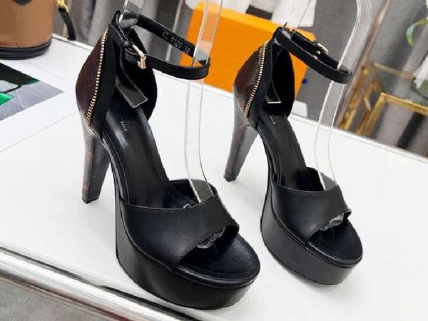 Realfine Sandalet 5A 8156370 Sonrgöcek Plat Sandal 13cm Topuklular 9.5cm Platform Ayakkabıları Kadınlar İçin 34-42