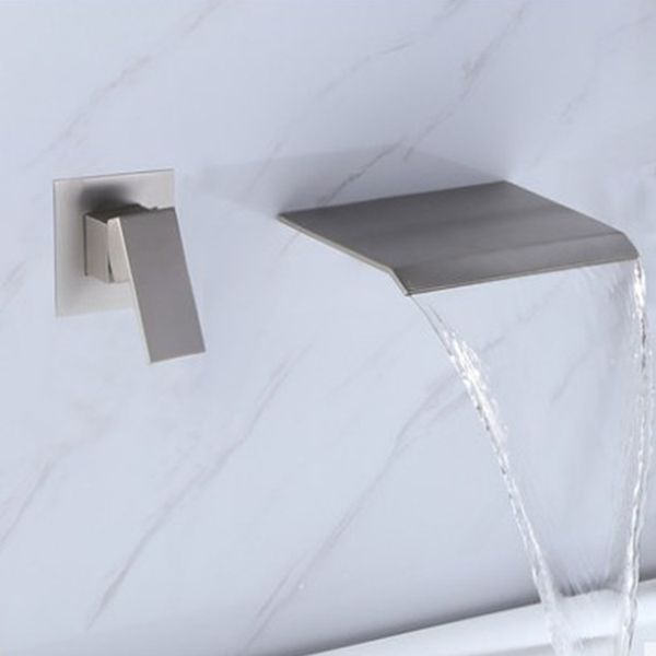 

bathtub waterfall faucet concealed embedded single 2-hole and cold bathroom wash basin faucets brushed square copper