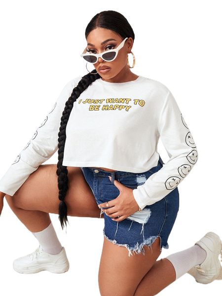 

sxy plus slogan graphic tee r5l9#, Black
