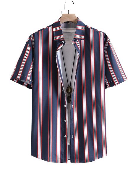 

men random striped print shirt without tee r2f9#, White;black